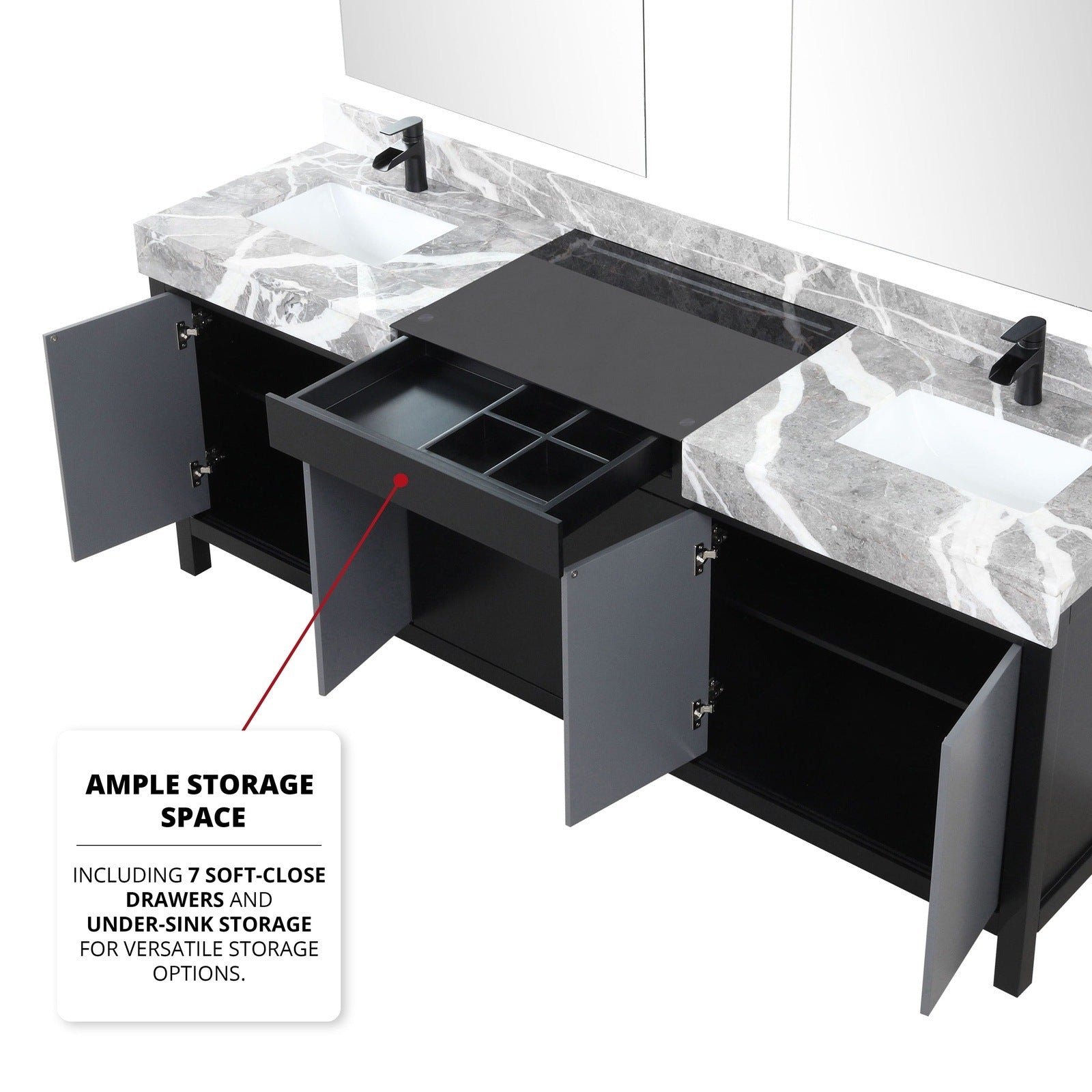 Zilara 84" Black and Grey Double Vanity - Backyard Provider