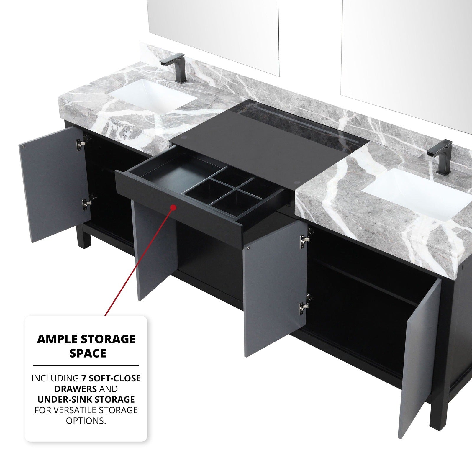 Zilara 84" Black and Grey Double Vanity - Backyard Provider