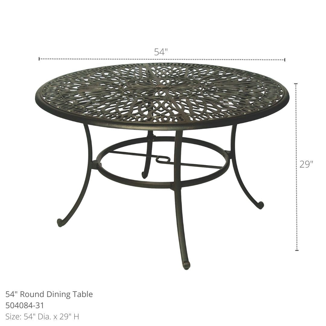 Hanamint Biscayne 54" Round Dining Set with Swivels 5 Piece Set - 504084-31