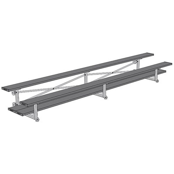 Bleacher - 15 ft. 2 Row - Single Foot Plank - Tip & Roll Powder Coated - 2TRGPC