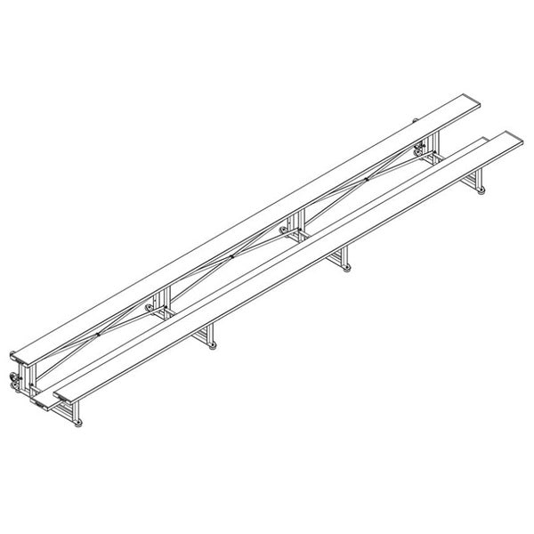 Bleacher - 21 ft. 2 Row - Single Foot Plank - Tip & Roll - 221TRG