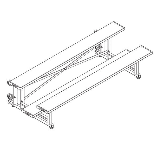 Bleacher - 7-1/2 ft. 2 Row - Single Foot Plank - Tip & Roll - 275TRG