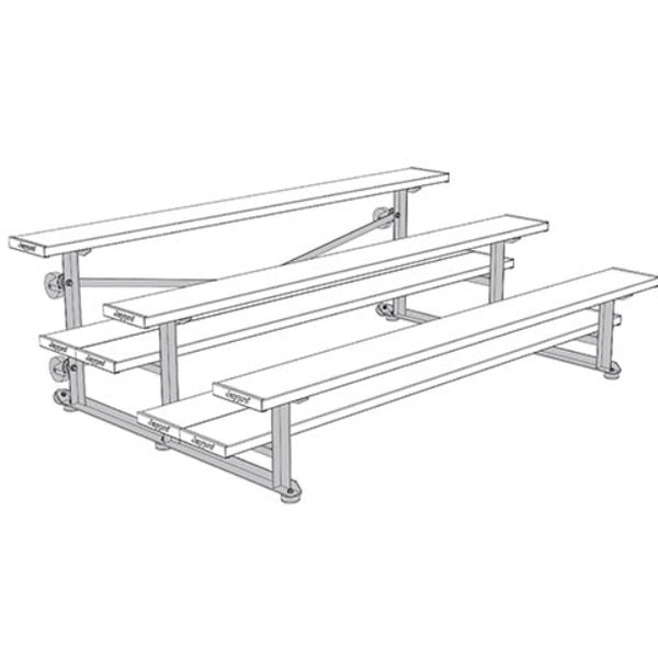 Bleacher - 7-1/2 ft. 3 Row - Double Foot Plank - Tip & Roll - 375TRGPC