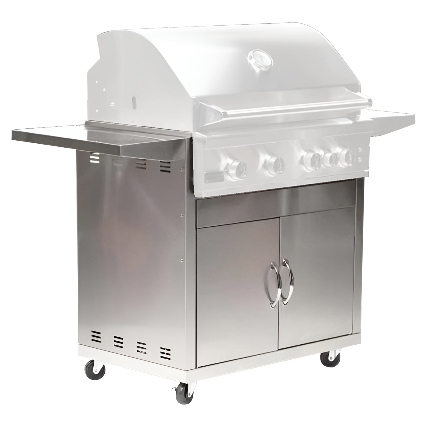 Broilmaster 32-Inch Stainless Steel Cart with 2 Doors and Side Shelves - BSACT32