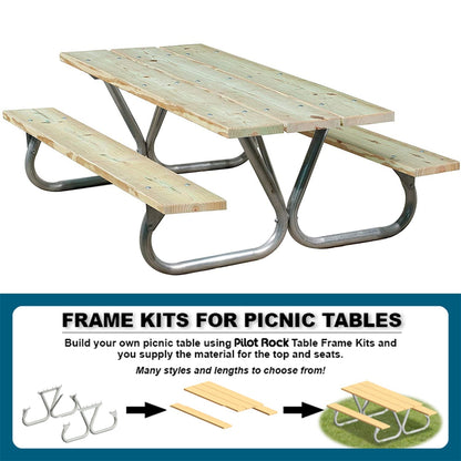 Pilot Rock 6' or 8' Outdoor Steel Non Tip Picnic Table Legs Kit (Frame Only) - 253215