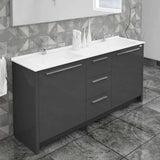 Casa Mare Nona 71 Glossy Gray Modern Double Sink Vanity and Sink Combo - Nona180GG-71-S