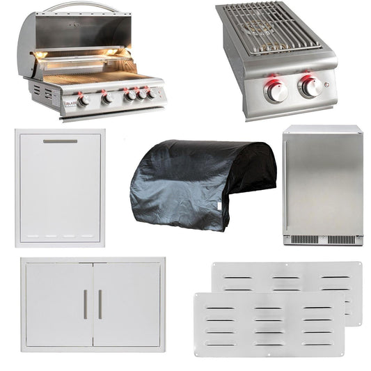 Blaze Premium LTE 8-Piece 32-Inch Natural Gas Outdoor Kitchen Package - BLZ-4LTE2-NG-8PC-SC