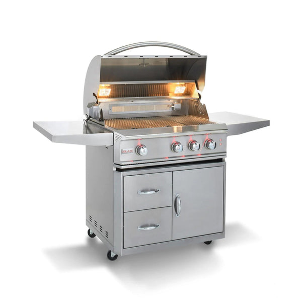 Blaze Professional LUX 34-Inch 3-Burner Propane Gas Grill With Rear Infrared Burner - BLZ-3PRO-LP+BLZ-3PRO-CART