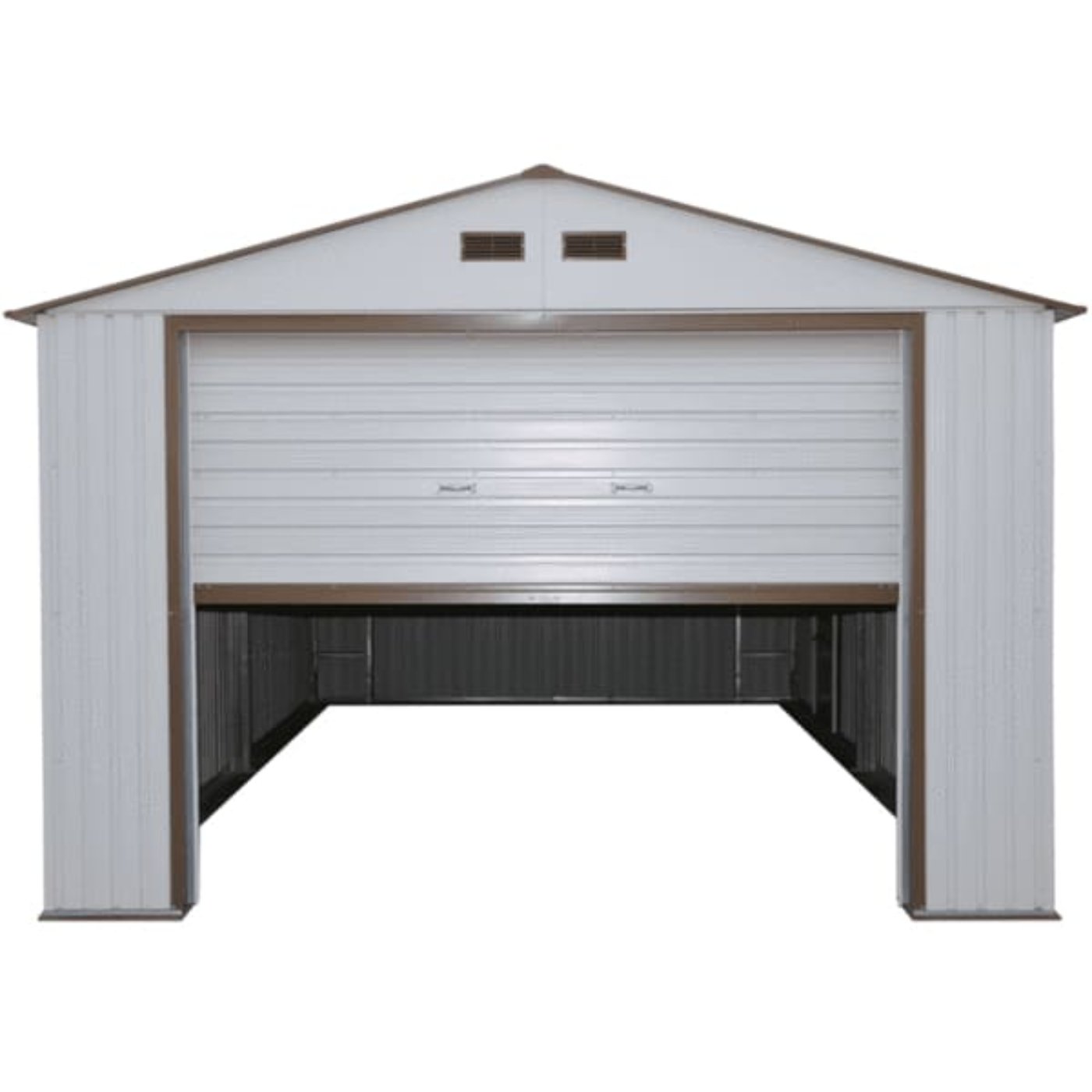 Duramax 12' x 26' Imperial Metal Garage Off White Brown 55131 - Backyard Provider