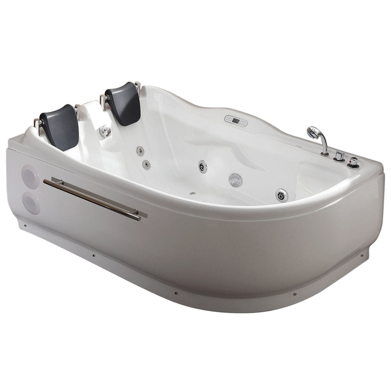 EAGO 6 ft Right Corner Acrylic White Whirlpool Bathtub for Two AM124ETL-R