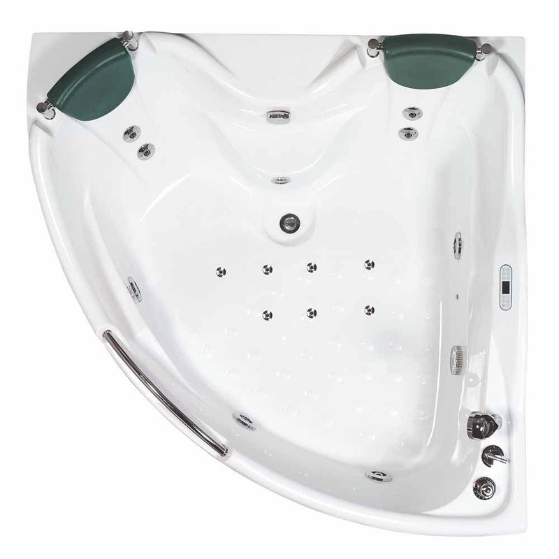 EAGO 5 ft Corner Acrylic White Whirlpool Bathtub for Two w Fixtures AM125ETL