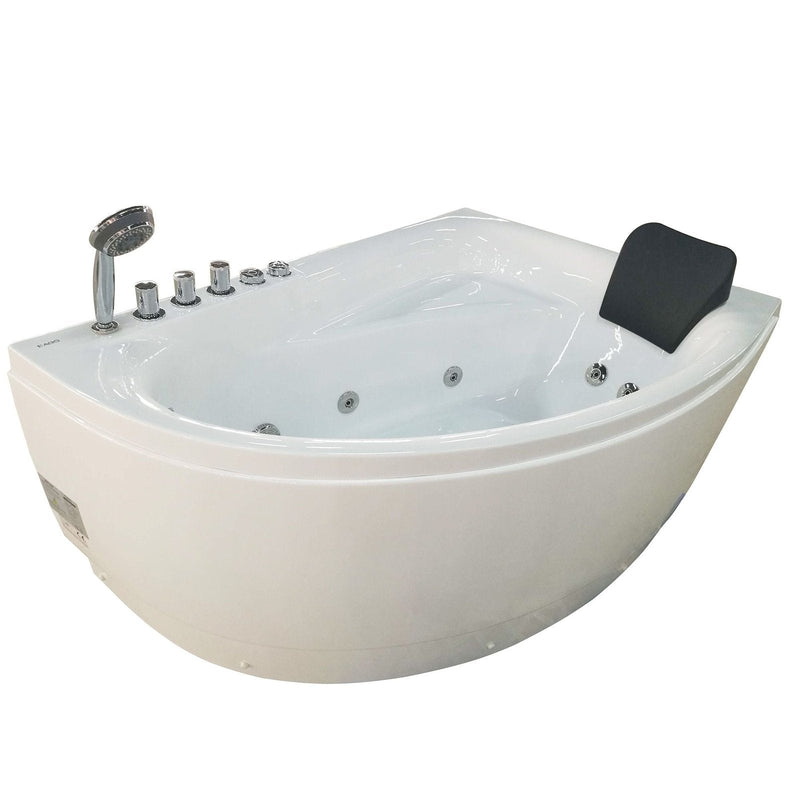 EAGO 59" Single Person Corner White Acrylic Whirlpool Bath Tub AM161-L