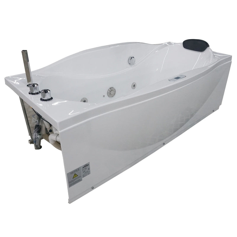 EAGO 6 ft Left Drain Acrylic White Whirlpool Bathtub w/ Fixtures AM189ETL-L