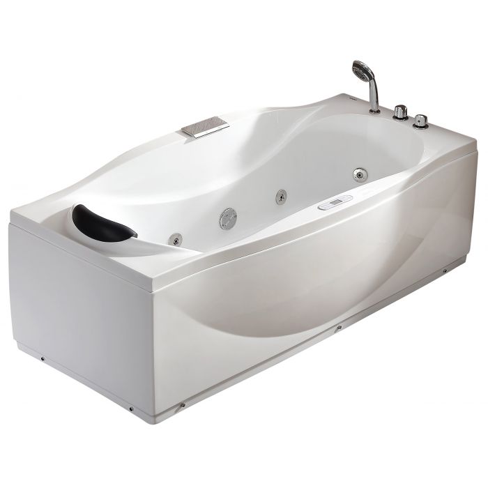 EAGO 6 ft Right Drain Acrylic White Whirlpool Bathtub w/ Fixtures AM189ETL-R