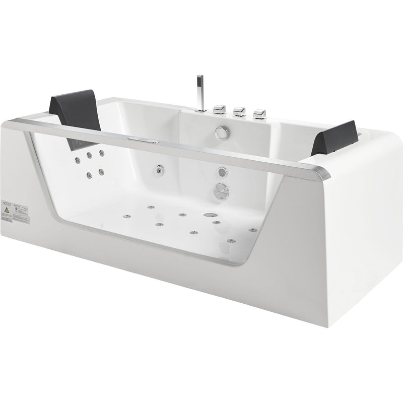 EAGO 6 ft Clear Rectangular Acrylic Whirlpool Bathtub for Two AM196ETL