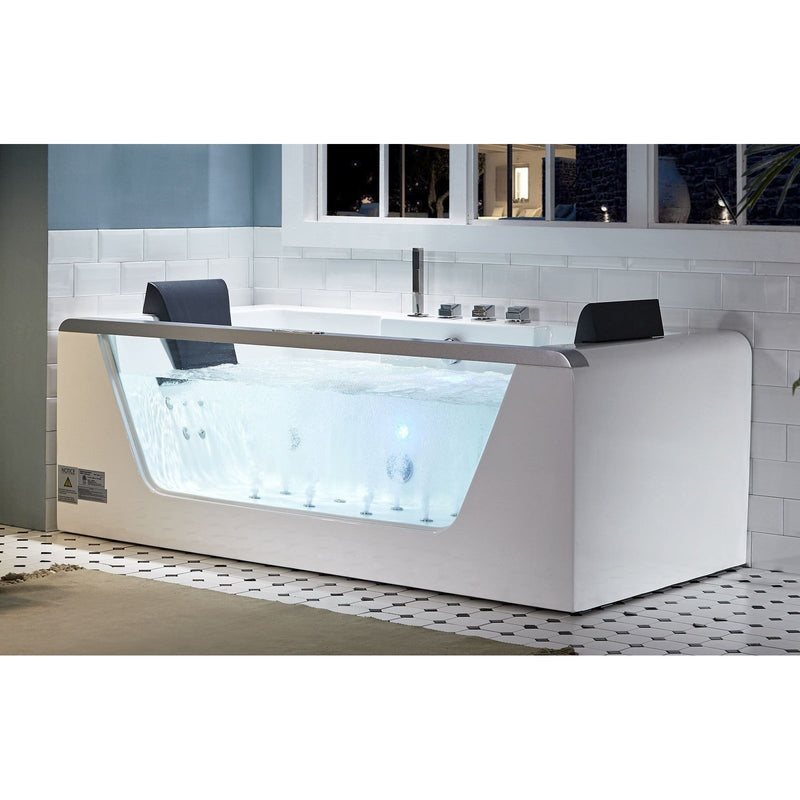 EAGO 6 ft Clear Rectangular Acrylic Whirlpool Bathtub for Two AM196ETL