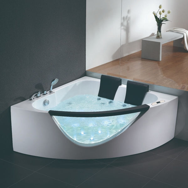 EAGO 5ft Clear Rounded Corner Acrylic Whirlpool Bathtub for Two AM199ETL