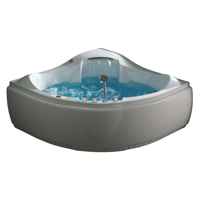 EAGO 5 ft Corner Acrylic White Waterfall Whirlpool Bathtub for Two AM208ETL