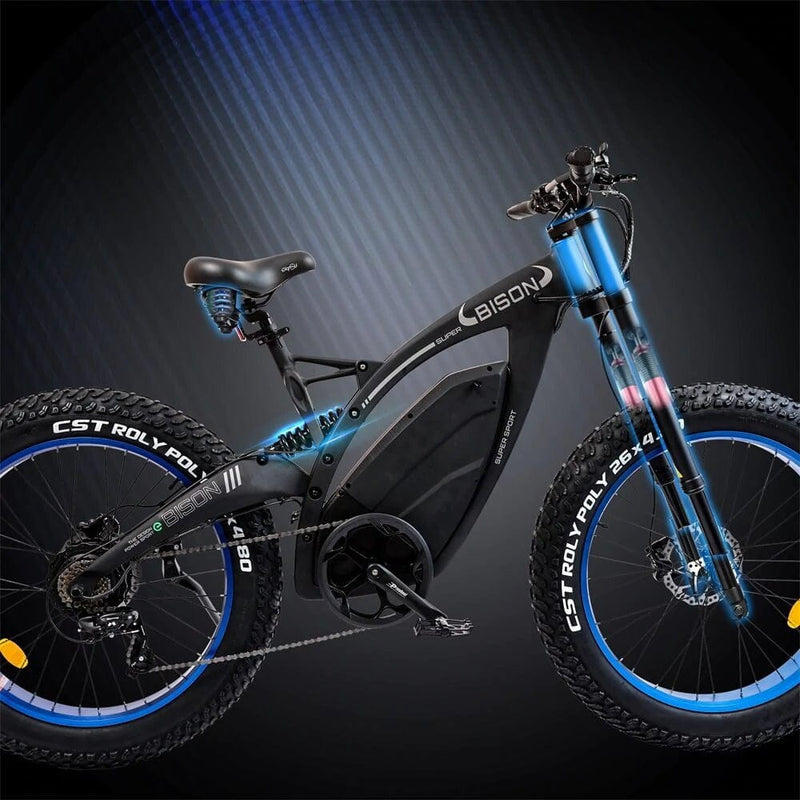 Ecotric Bison 48v 17.6AH 1000W Fat Tire Electric Bike, Matte Black - NS-SON26LCD-BL - ePower Go