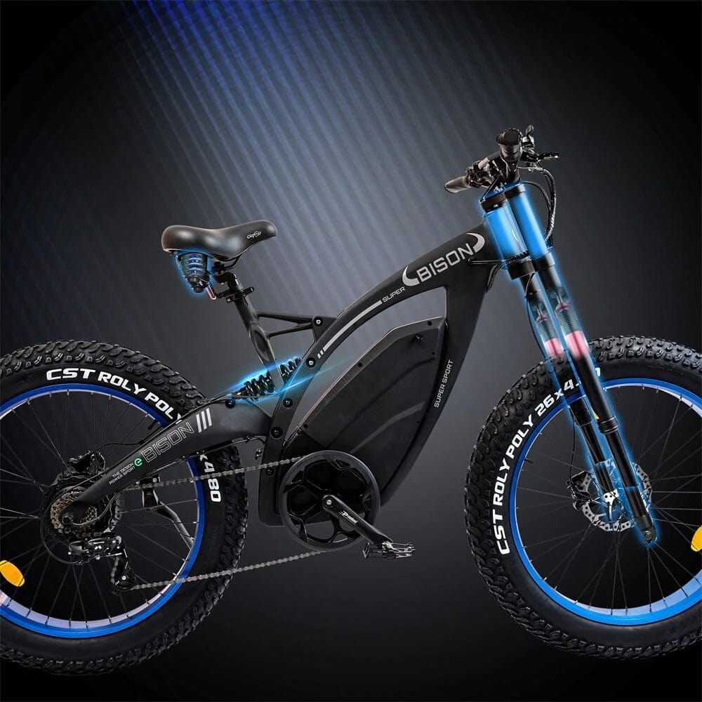 Ecotric Bison 48v 17.6AH 1000W Fat Tire Electric Bike, Matte Black - NS-SON26LCD-BL