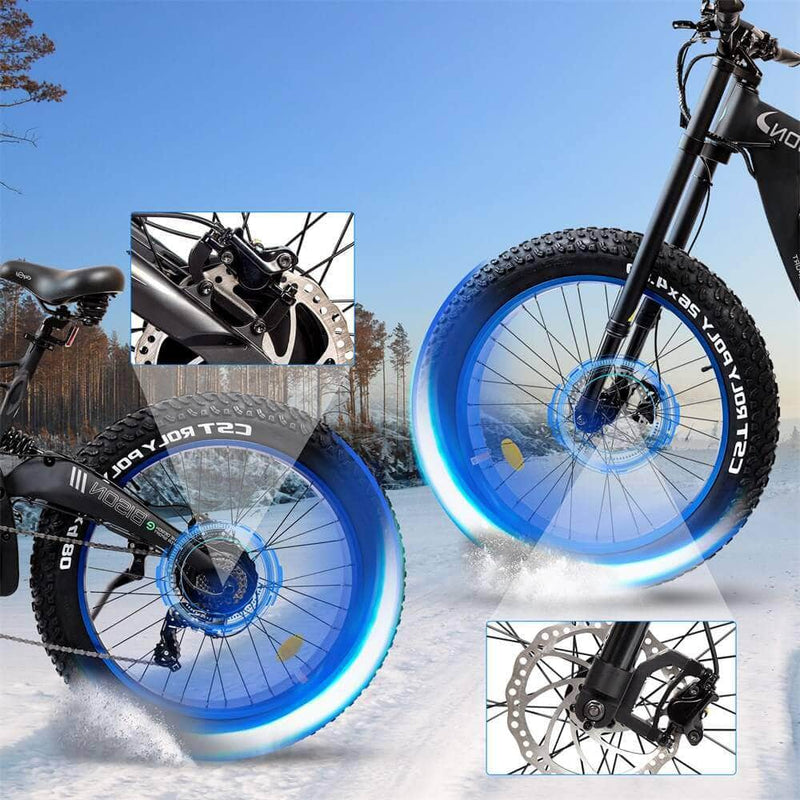 Ecotric Bison 48v 17.6AH 1000W Fat Tire Electric Bike, Matte Black - NS-SON26LCD-BL - ePower Go
