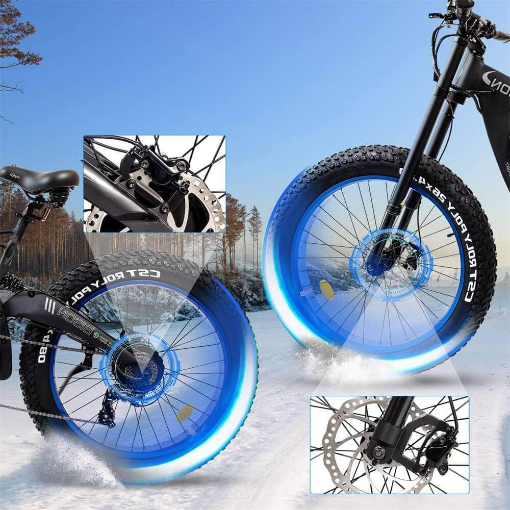 Ecotric Bison 48v 17.6AH 1000W Fat Tire Electric Bike, Matte Black - NS-SON26LCD-BL