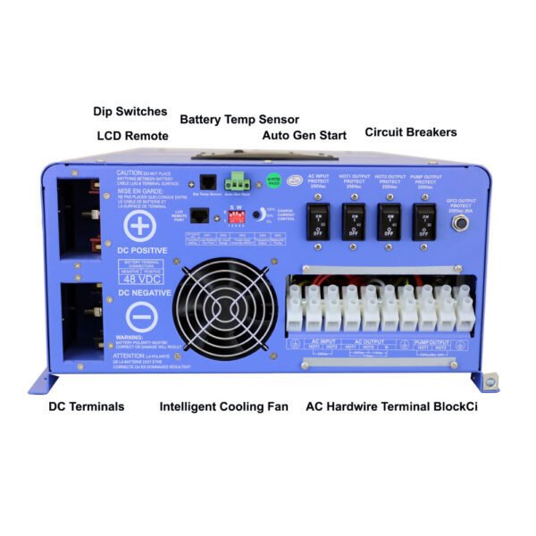 Aims Power 8000 Watt Pure Sine Inverter Charger Split Phase 120V/240V & 48V Lithium Battery Off Grid/Back Up Kit