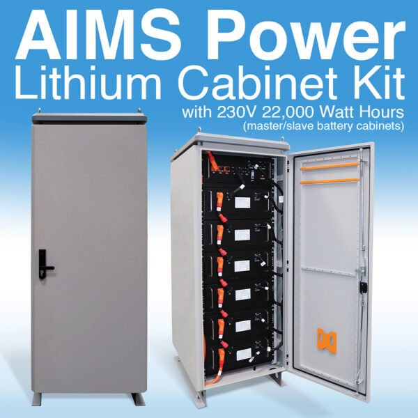 Aims Power Dual Lithium Battery Cabinet Set 230VDC |192AMPS | 44,160 Watt Hours