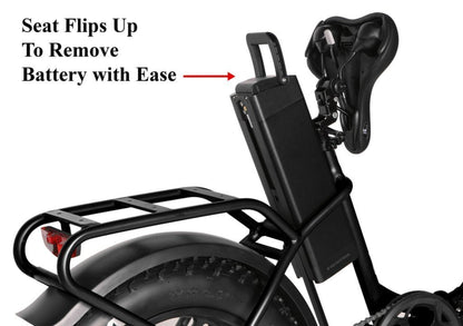 T4B 500W 48V/15.6AH Fat 2-Way Fat Tire Folding Electric Bike - EB-500WFATBLK