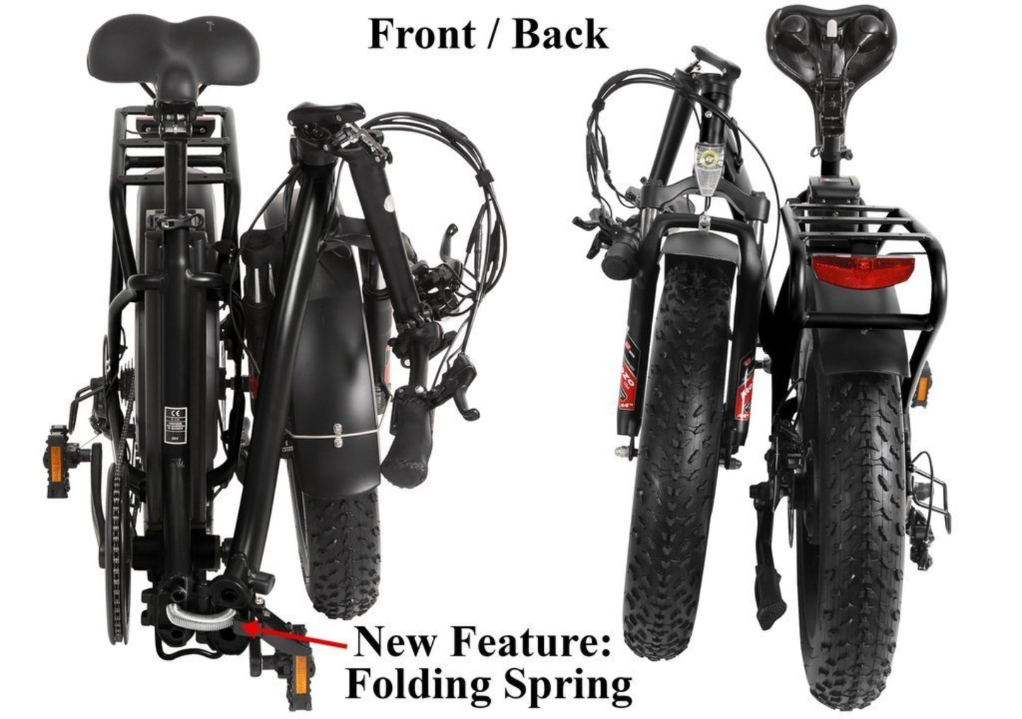 T4B 500W 48V/15.6AH Fat 2-Way Fat Tire Folding Electric Bike - EB-500WFATBLK