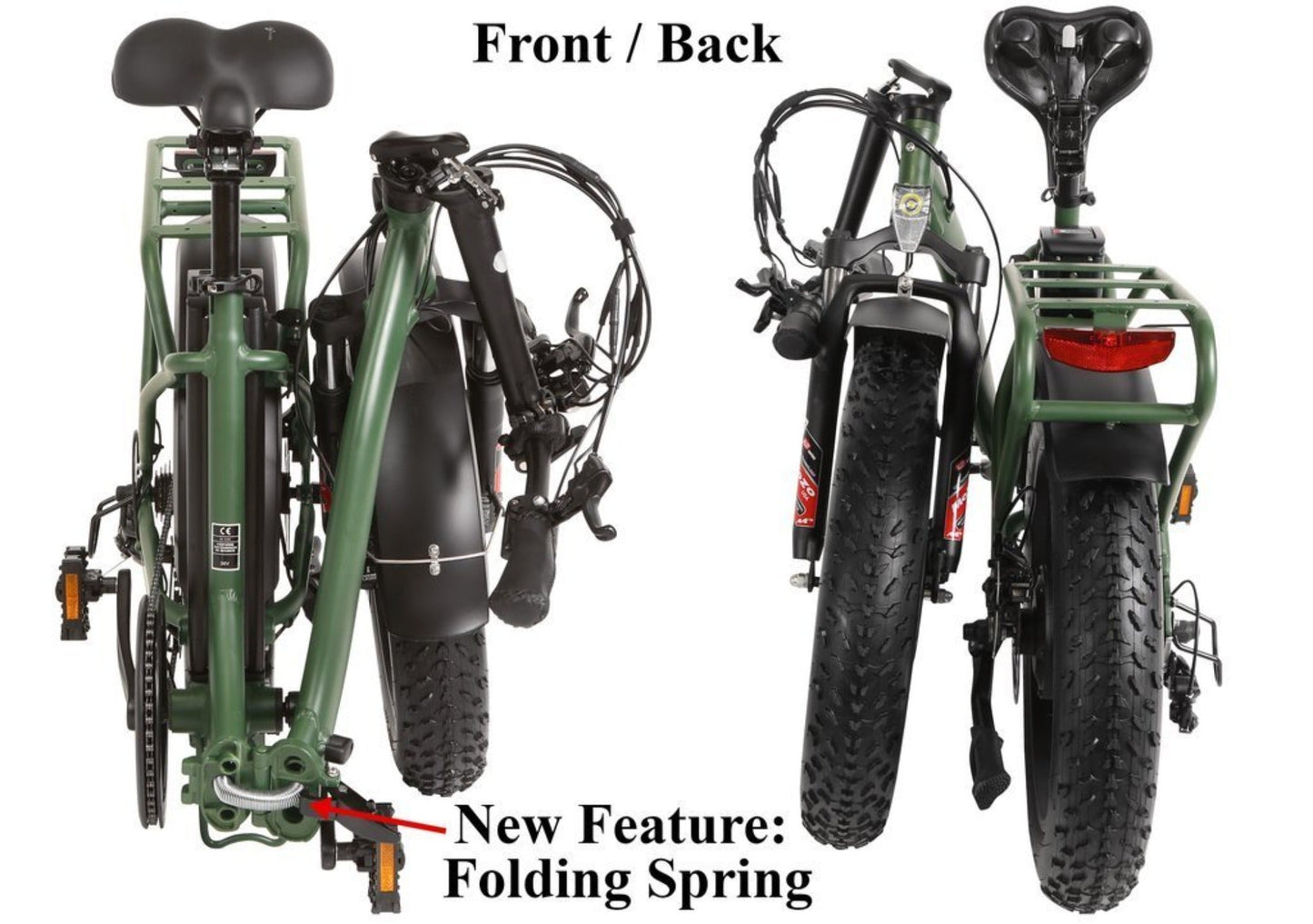 T4B 500W 48V/15.6AH Fat 2-Way Fat Tire Folding Electric Bike - EB-500WFATBLK