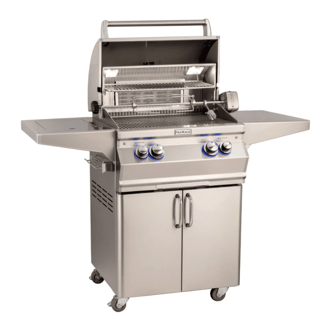 Fire Magic Aurora A430s 24-Inch Natural Gas Freestanding Grill w/ Flush Mounted Single Side Burner, Backburner, Rotisserie Kit and Analog Thermometer - A430S-8EAN-62 - Fire Magic Grills