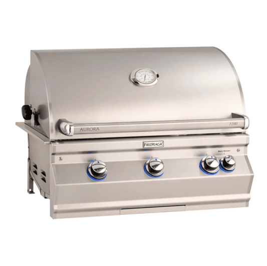 Fire Magic Aurora A540i 30-Inch Natural Gas Built-In Grill w/ 1 Sear Burner, Backburner, Rotisserie Kit and Analog Thermometer - A540I-8LAN - Fire Magic Grills