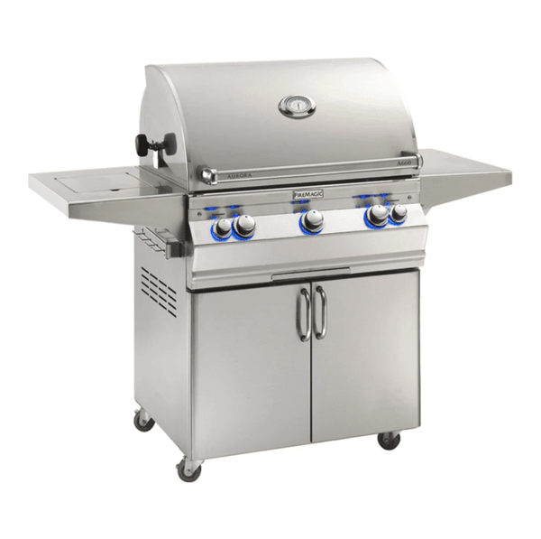 Fire Magic Aurora A660s 30-Inch Natural Gas Freestanding Grill w/ Flush Mounted Single Side Burner, 1 Sear Burner, Backburner, Rotisserie Kit and Analog Thermometer - A660S-8LAN-62 - Fire Magic Grills