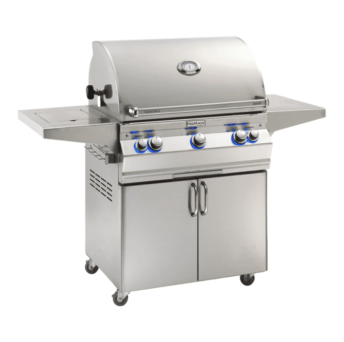 Fire Magic Aurora A660s 30-Inch Natural Gas Freestanding Grill w/ Flush Mounted Single Side Burner, 1 Sear Burner, Backburner, Rotisserie Kit and Analog Thermometer - A660S-8LAN-62 - Fire Magic Grills