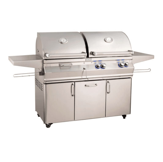 Fire Magic Aurora A830s 46-Inch Natural Gas and Charcoal Freestanding Dual Grill w/ 1 Sear Burner, Backburner, Rotisserie Kit and Analog Thermometer - A830S-8LAN-61-CB - Fire Magic Grills