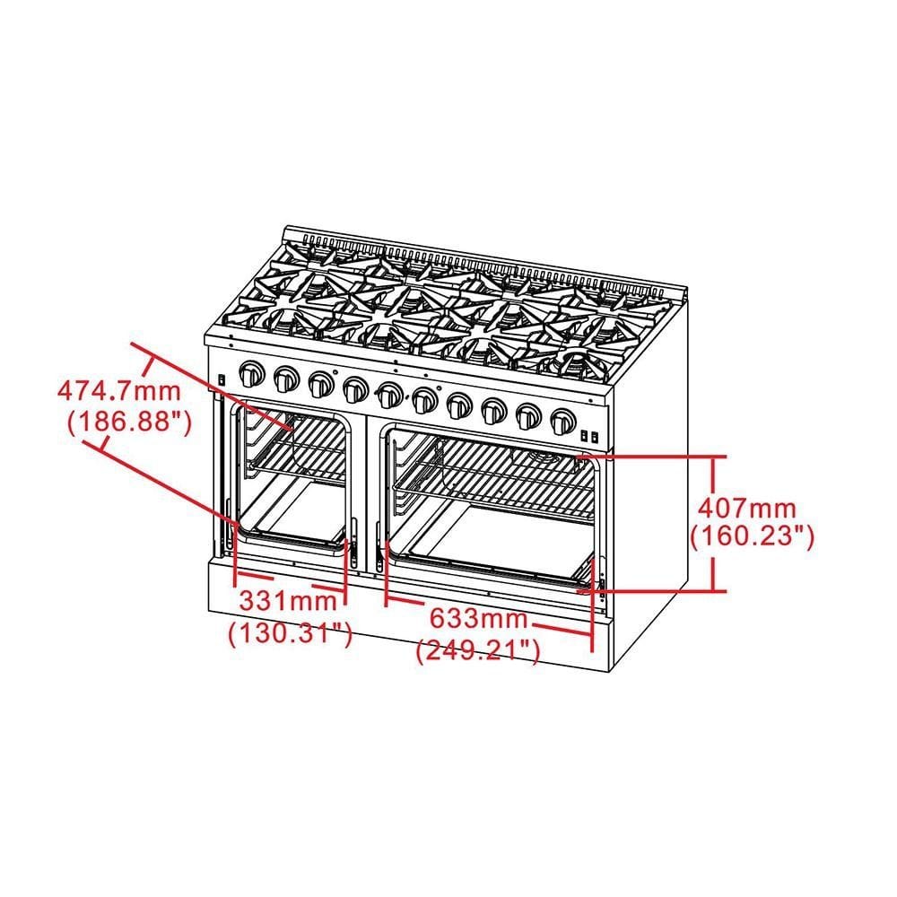 Forno 48" Galiano Gas Range with 8 Burners and Reversible Griddle in Stainless Steel FFSGS6244-48