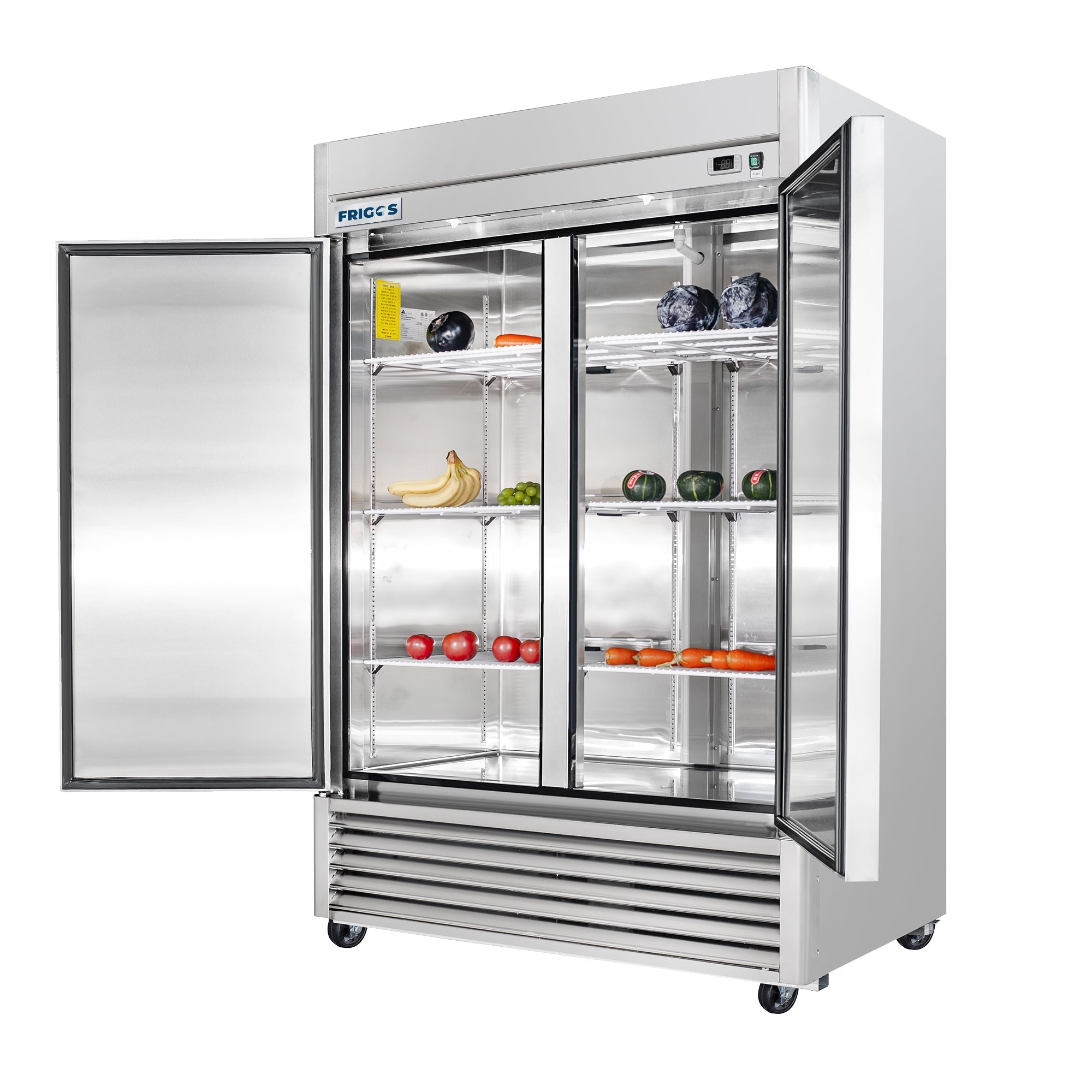 Frigos 54" Commercial Reach-In Refrigerator, 2 Solid Doors, 47 Cu Ft, Aluminum Interior, Stainless Steel Floor – FG-RF-2D