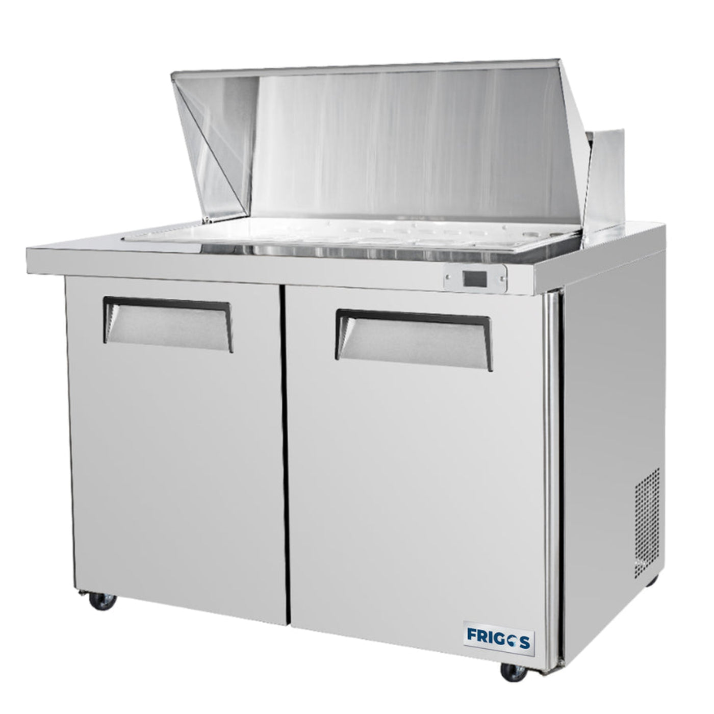 Frigos 48" Sandwich & Salad Prep Table Refrigerator, 2 Doors, Mega Top, Aluminum Interior – FG-SWPT-48-MT