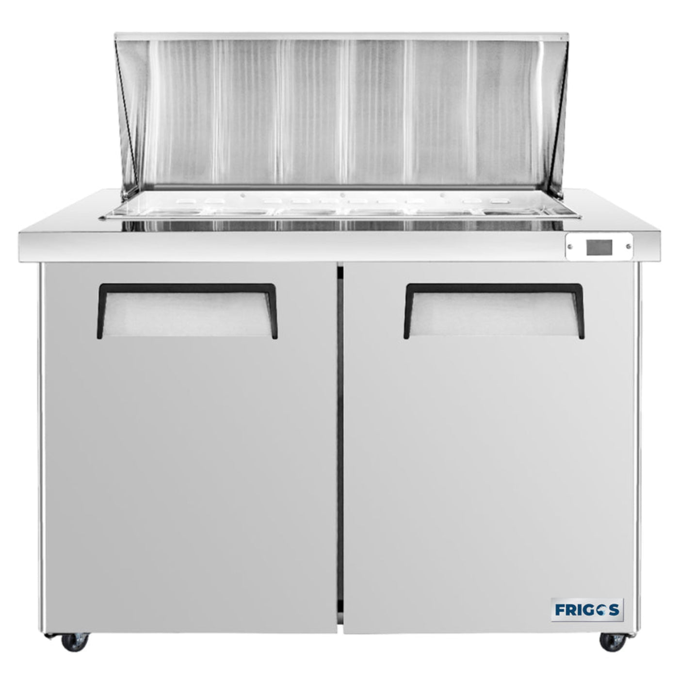 Frigos 48" Sandwich & Salad Prep Table Refrigerator, 2 Doors, Mega Top, Aluminum Interior – FG-SWPT-48-MT