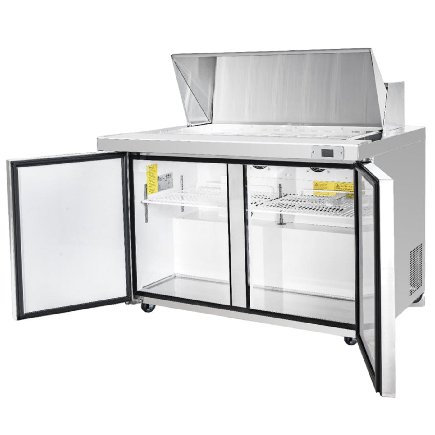Frigos 60" Sandwich & Salad Prep Table Refrigerator, 2-Door Mega Top, Aluminum Interior – FG-SWPT-60-MT