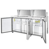 Frigos 72" Sandwich & Salad Prep Table Refrigerator, 3 Doors, Mega Top, Aluminum Interior, 304 Stainless Steel Floor - FG-SWPT-72-MT