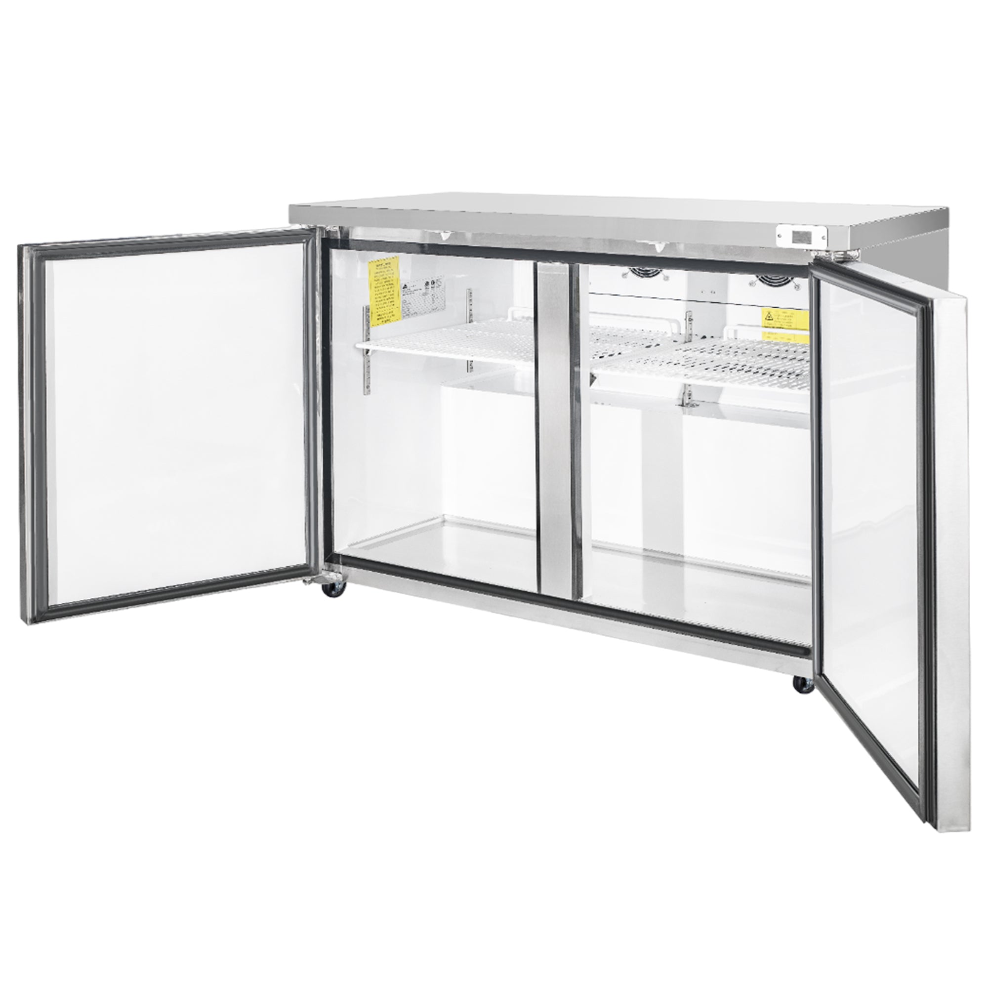 Frigos  Commercial Undercounter Freezer 48" Width 2 Door Frigos FG-UCFZ-48 with Aluminum Interior with 304 Stainless Steel Floor - FG-UCFZ-48