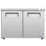 Frigos  Commercial Undercounter Refrigerator 48" Width 2 Door True Frigos FG-UCRF-48 with Aluminum Interior with 304 Stainless Steel Floor -  FG-UCRF-48