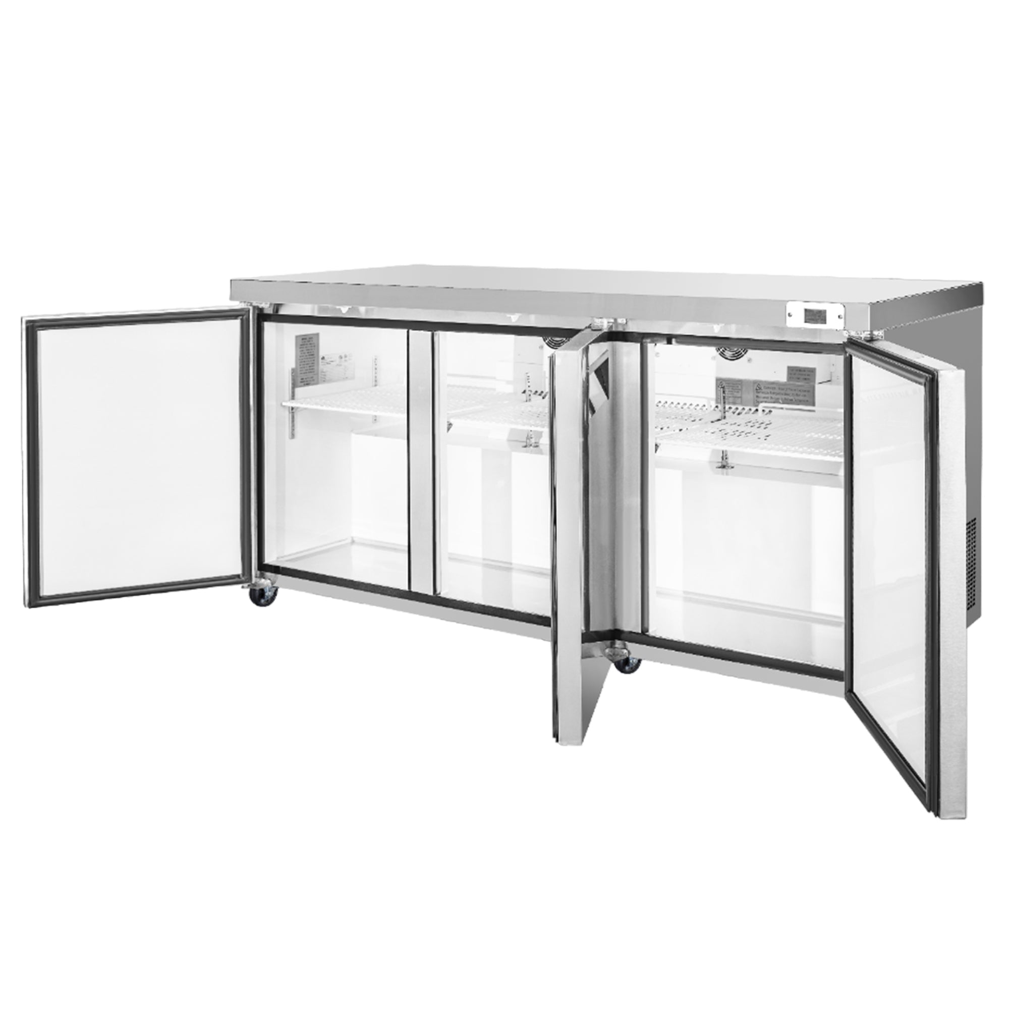 Frigos  Commercial Undercounter Refrigerator 72" Width 3 Door Frigos FG-UCRF-72 with Aluminum Interior with 304 Stainless Steel Floor - FG-UCRF-72