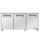 Frigos  Commercial Undercounter Refrigerator 72" Width 3 Door Frigos FG-UCRF-72 with Aluminum Interior with 304 Stainless Steel Floor - FG-UCRF-72