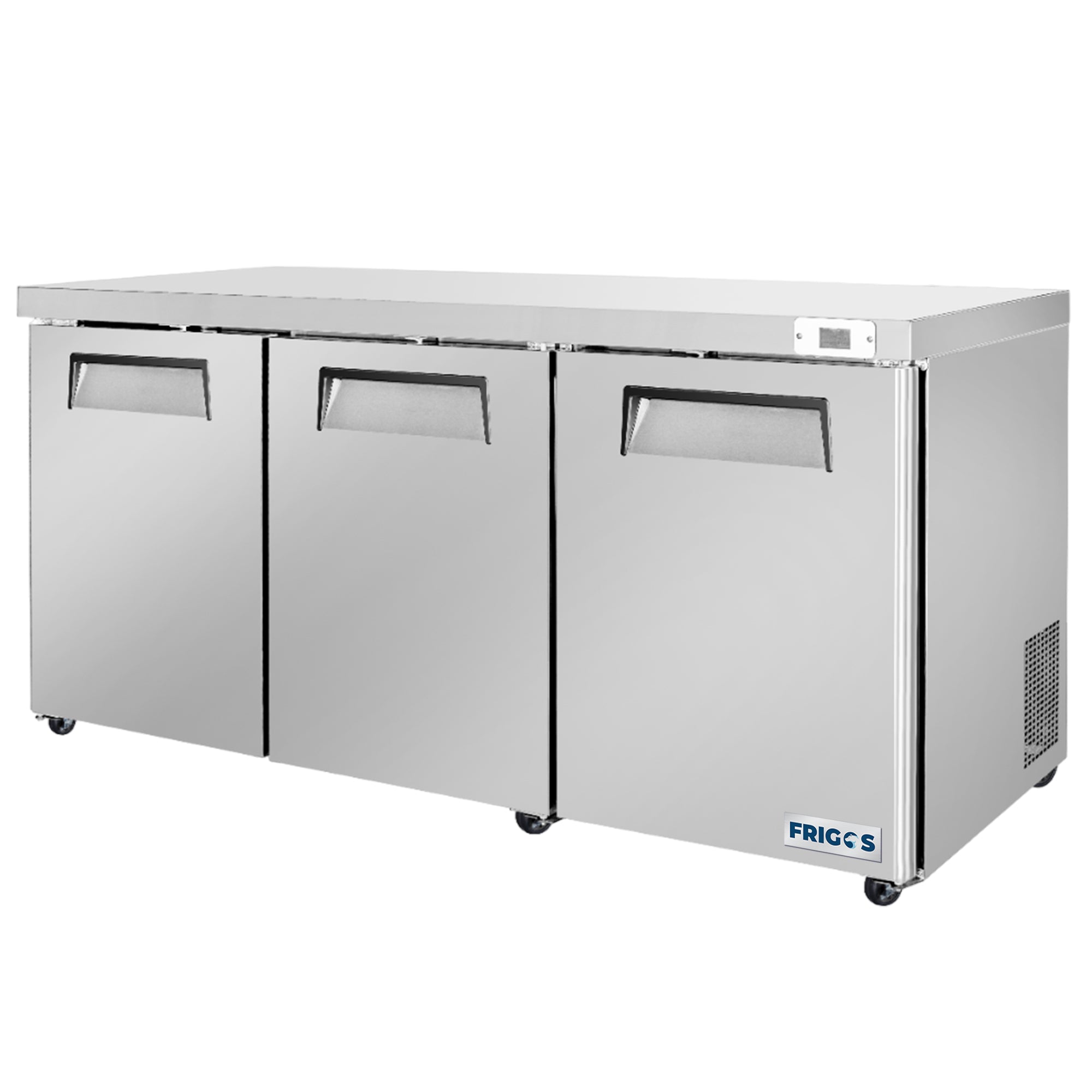 Frigos  Commercial Undercounter Refrigerator 72" Width 3 Door Frigos FG-UCRF-72 with Aluminum Interior with 304 Stainless Steel Floor - FG-UCRF-72