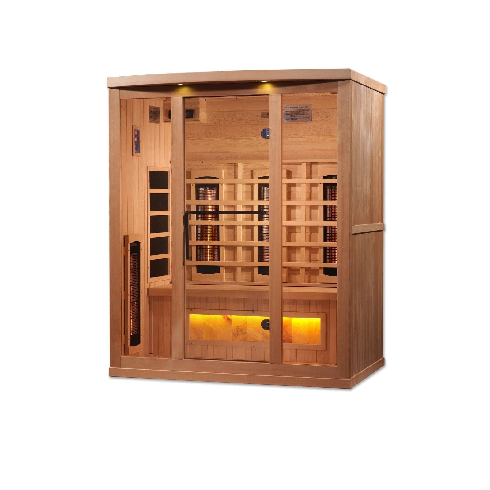 Golden Designs 3-Person Full Spectrum PureTech™ Near Zero EMF Infrared Sauna with Himalayan Salt Bar