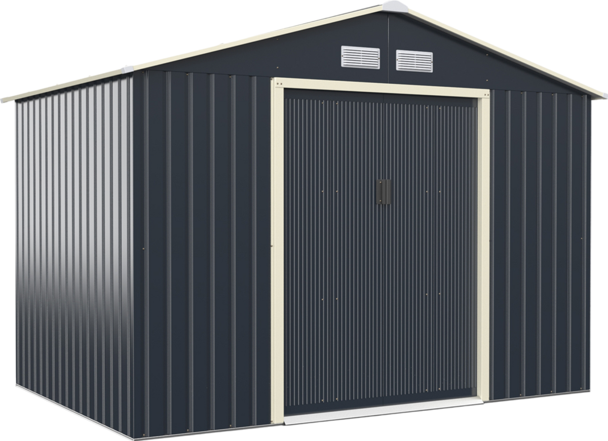 Costway Metal Storage Shed 9' x 6' with Sliding Double Lockable Doors New - GT3732GR+