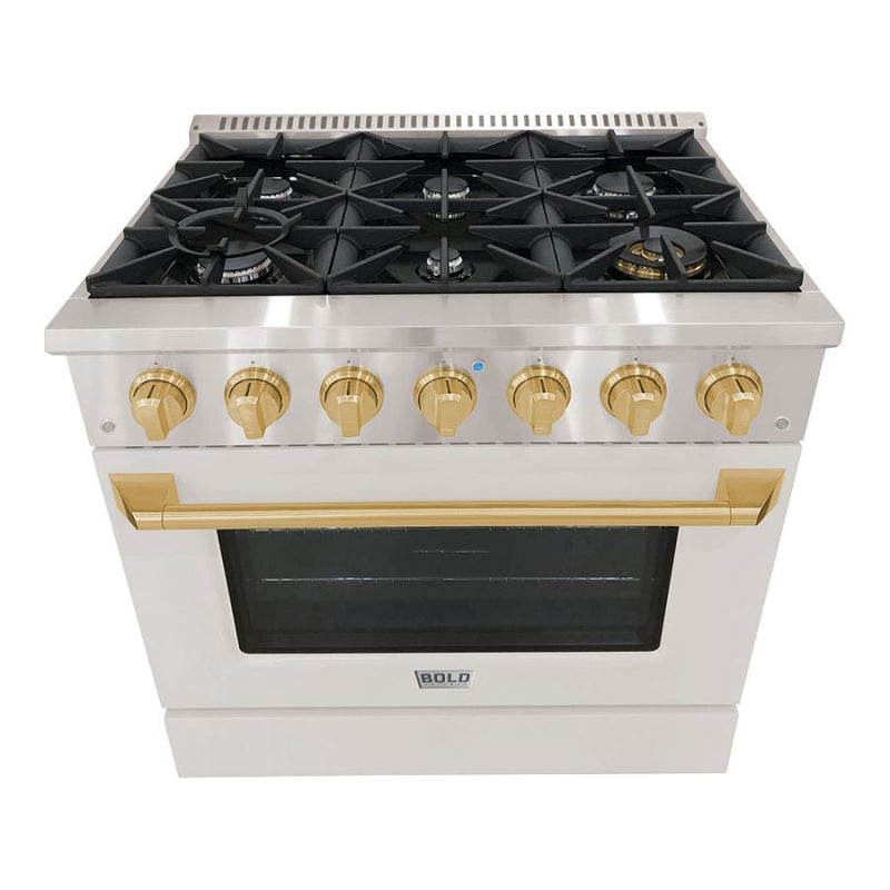 Hallman BOLD 36” 5.2 Cu.Ft. 6 Burner Freestanding All Gas Range and Gas Oven - HBRG36